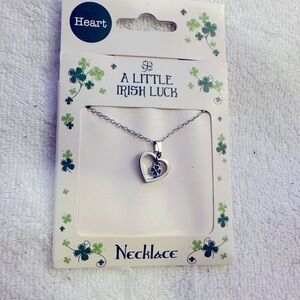 A Little Irish Luck Heart Framed‎ Green Shamrock necklace